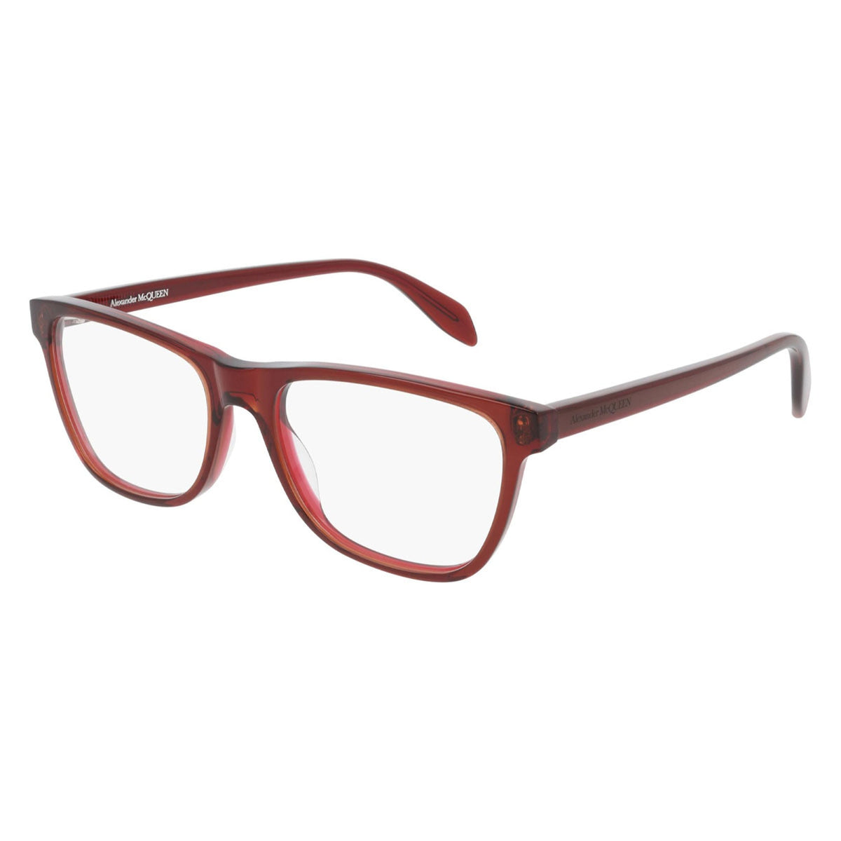 Alexander McQueen Unisex Sunglasses Spring Summer Red Transparent Demo Lens Demo Lens Orange AM0248O 004