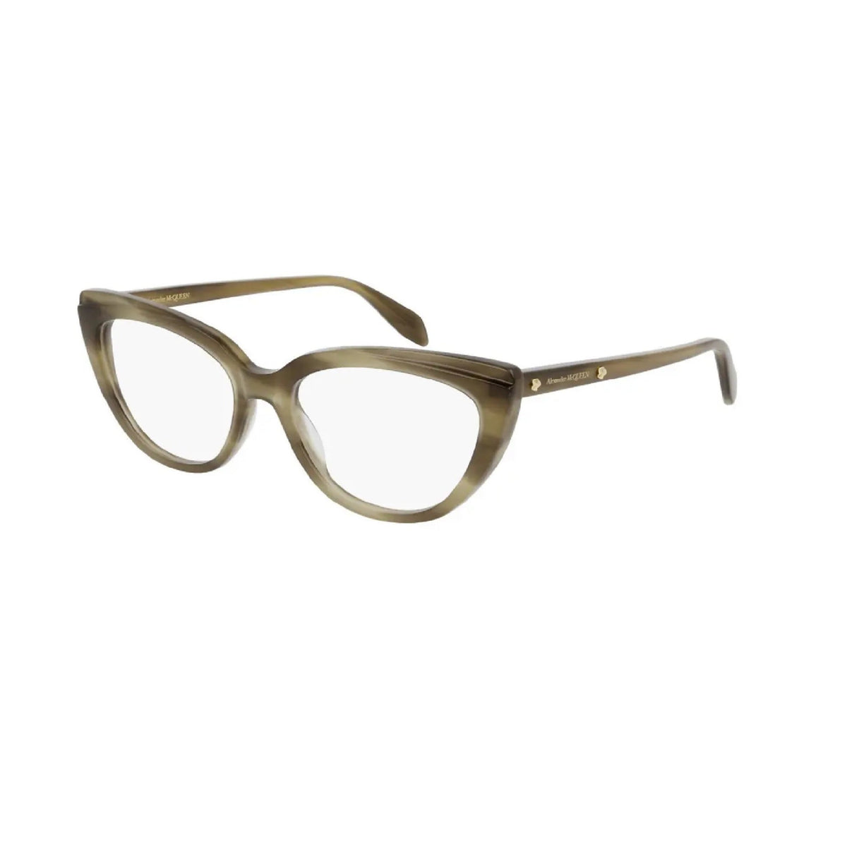 Alexander McQueen Women's Sunglasses Spring Summer Havana Transparent Demo Lens Demo Lens Brown AM0253O 004
