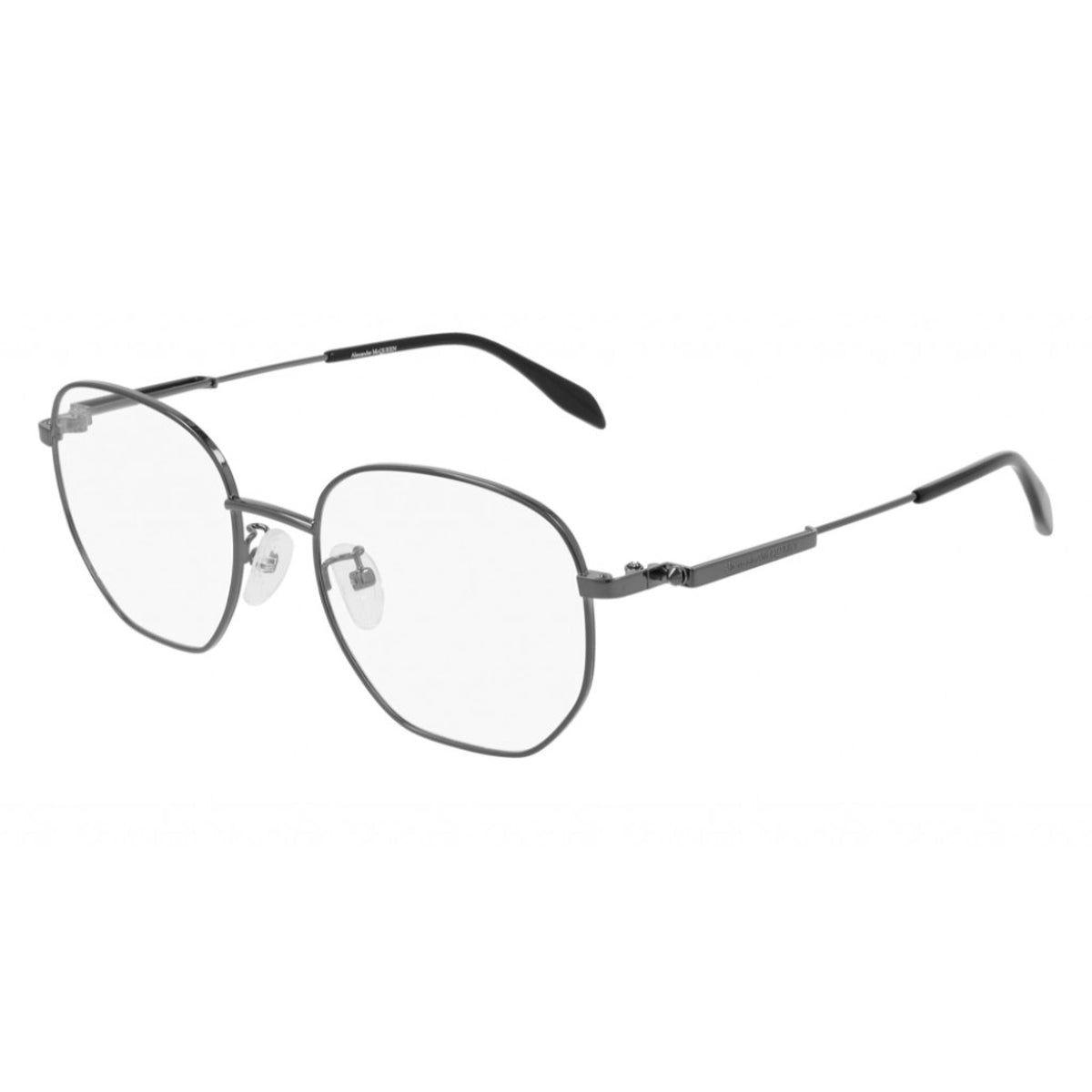 Alexander McQueen Men's Sunglasses Spring Summer Ruthenium Transparent Demo Lens Demo Lens Dark AM0267O 001