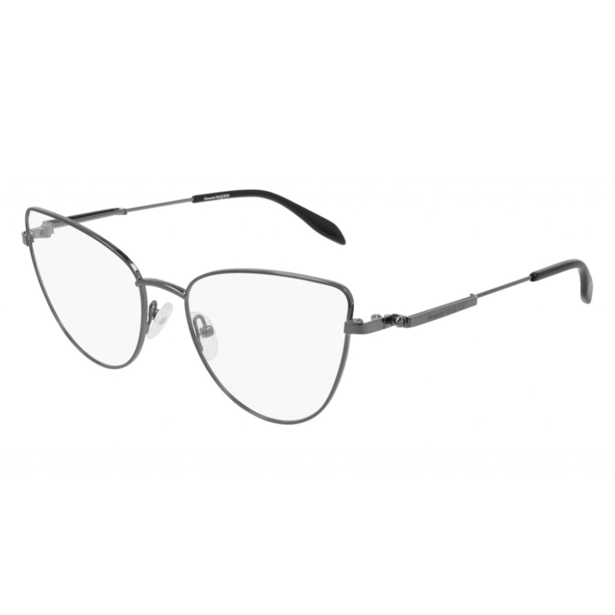 Alexander McQueen Women's Sunglasses Spring Summer Ruthenium Transparent Demo Lens Demo Lens Dark AM0268O 001