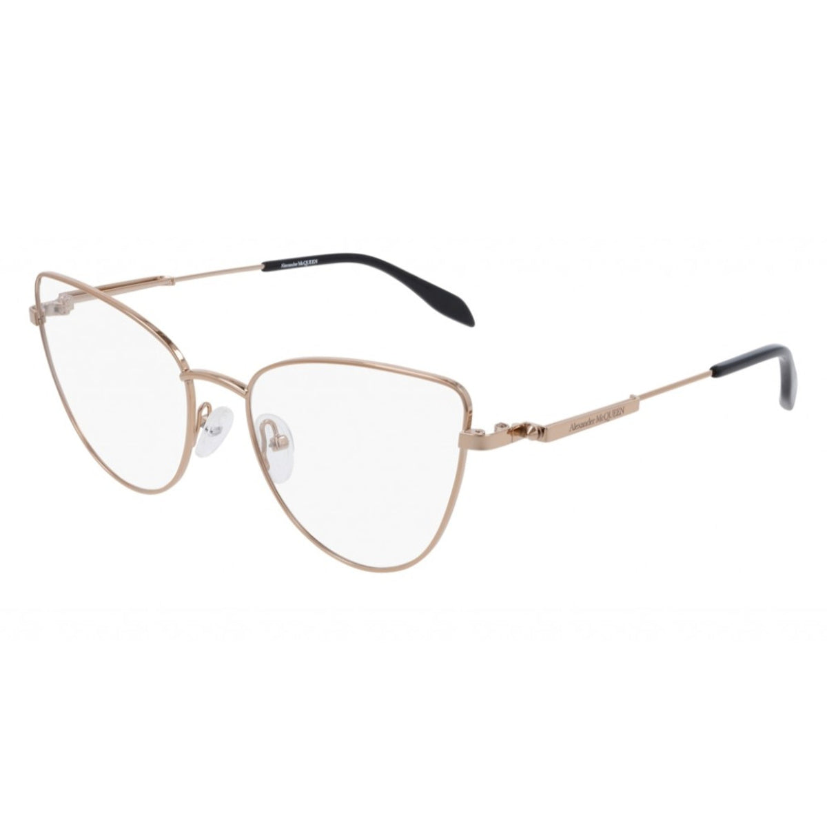 Alexander McQueen Women's Sunglasses Spring Summer Gold Transparent Demo Lens Demo Lens Pink AM0268O 002