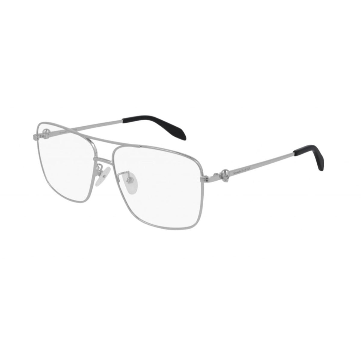 Alexander McQueen Unisex Sunglasses Fall Winter Silver Transparent Demo Lens Demo Lens Shiny AM0277O 003