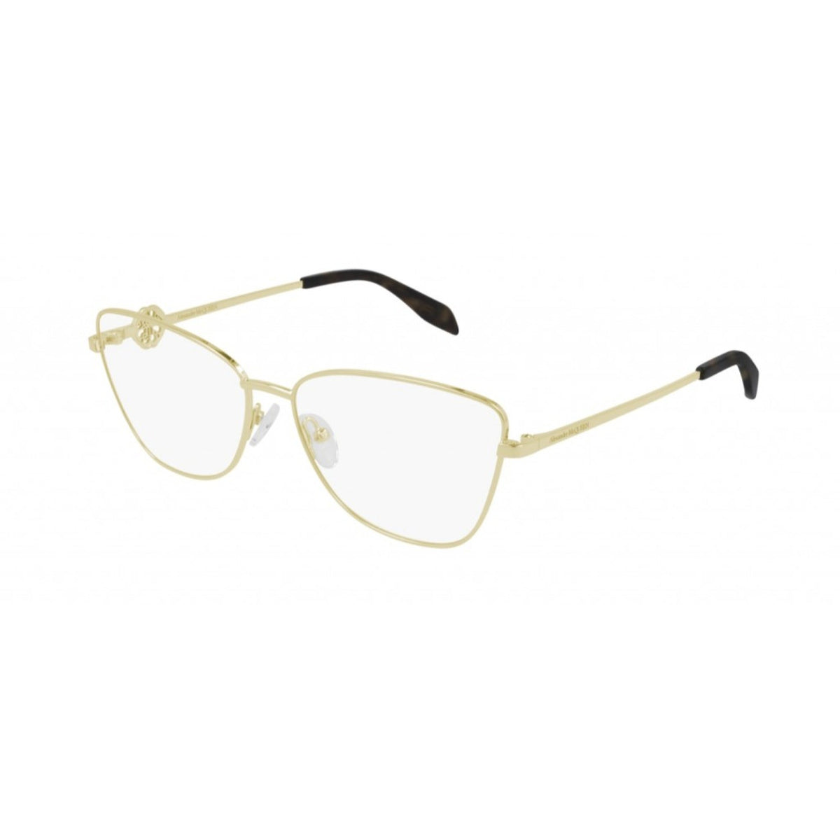 Alexander McQueen Women's Sunglasses Fall Winter Gold Transparent Demo Lens Demo Lens Light AM0290O 002