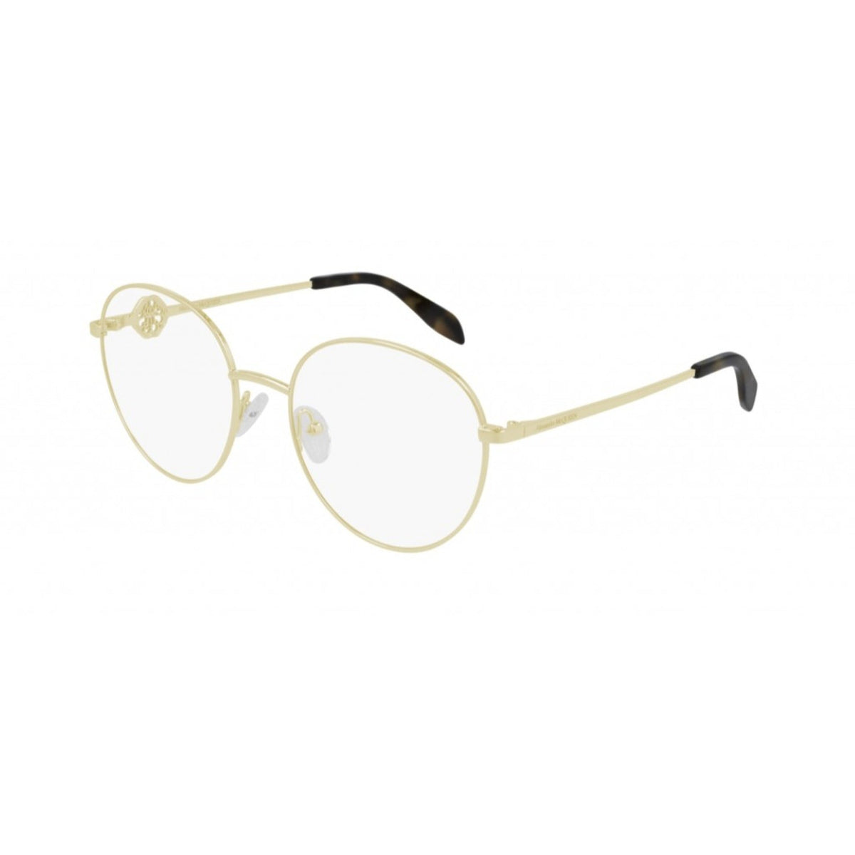 Alexander McQueen Women's Sunglasses Fall Winter Gold Transparent Demo Lens Demo Lens Light AM0291O 002