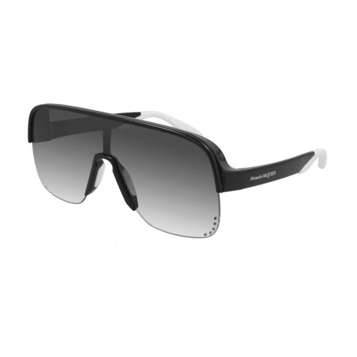 Alexander McQueen Unisex Sunglasses Fall Winter Black Grey Nylon Nylon White AM0294S 002