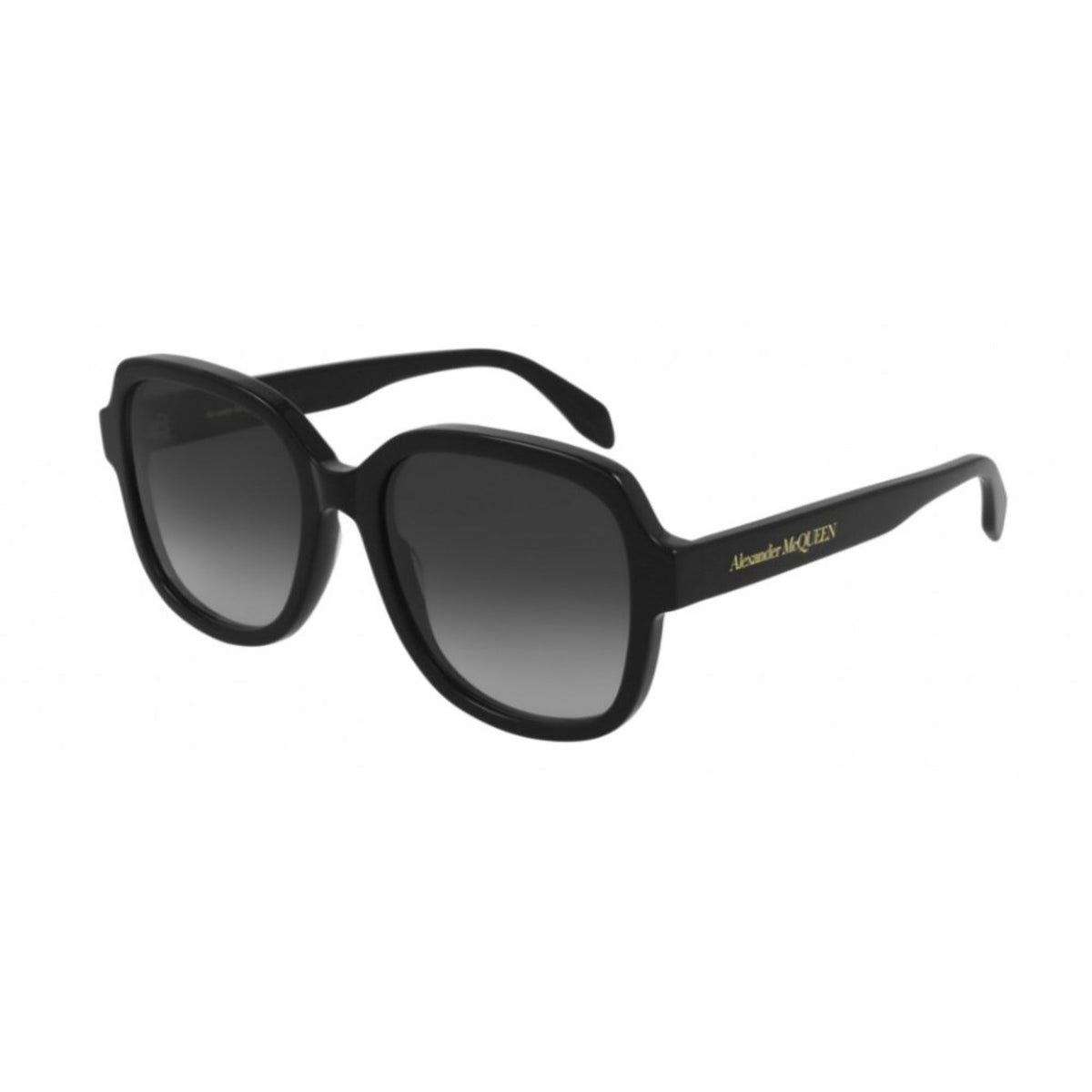 Alexander McQueen Women's Sunglasses Spring Summer Black Grey CR 39 CR 39 Shiny AM0300S 001