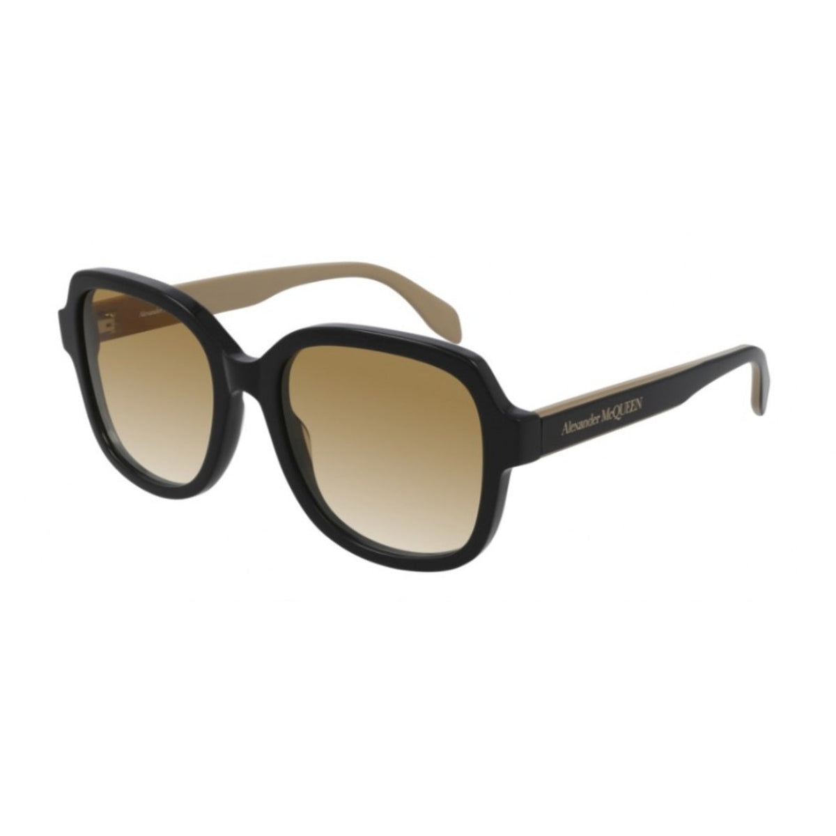 Alexander McQueen Women's Sunglasses Spring Summer Black Yellow Nylon Nylon Shiny AM0300S 004