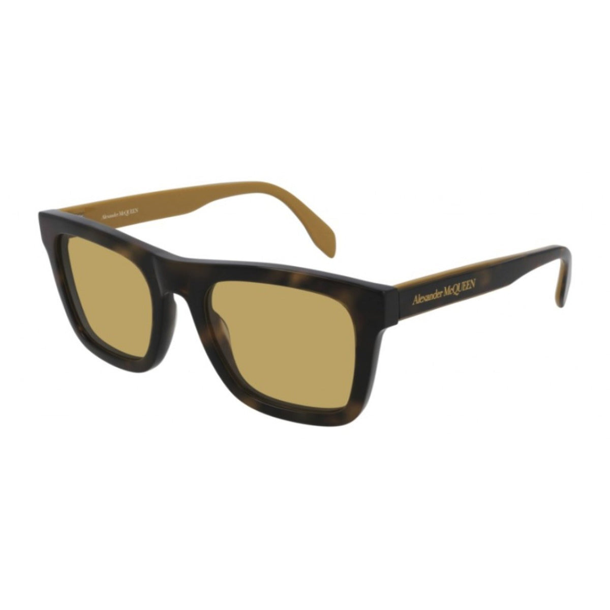 Alexander McQueen Men's Sunglasses Spring Summer Havana Yellow Nylon Nylon Dark AM0301S 004
