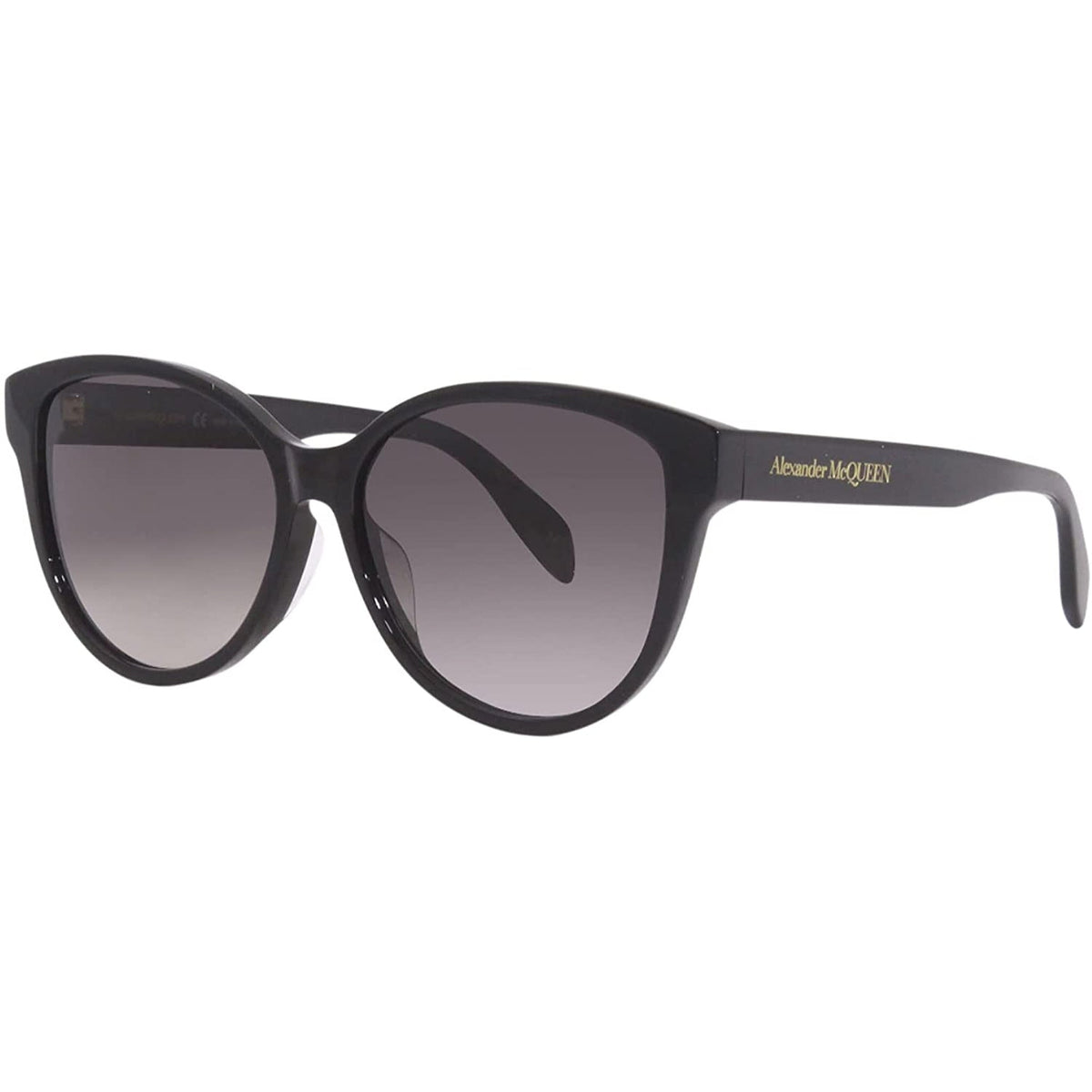 Alexander McQueen Women's Sunglasses Spring Summer Black Grey CR 39 CR 39 Shiny AM0303SK 001