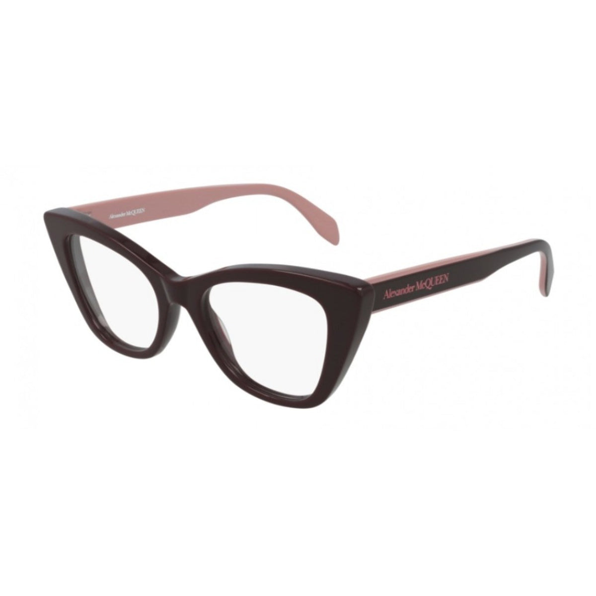 Alexander McQueen Women's Sunglasses Spring Summer Burgundy Transparent Demo Lens Demo Lens Dark AM0305O 004