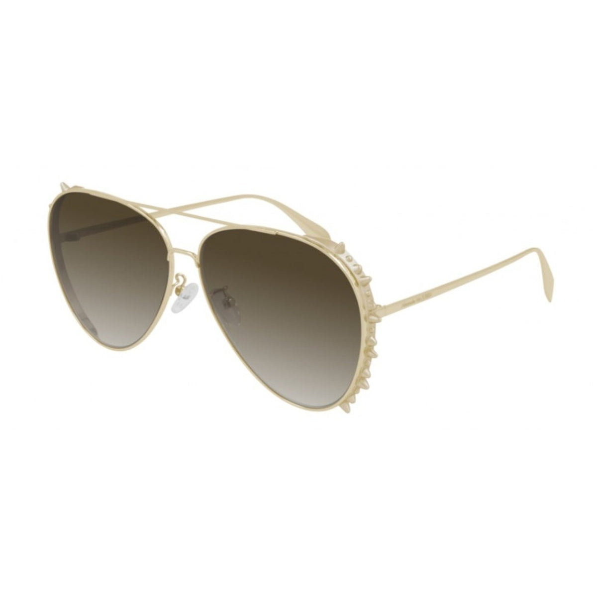 Alexander McQueen Unisex Sunglasses Spring Summer Gold Brown Nylon Nylon Light AM0308S 002