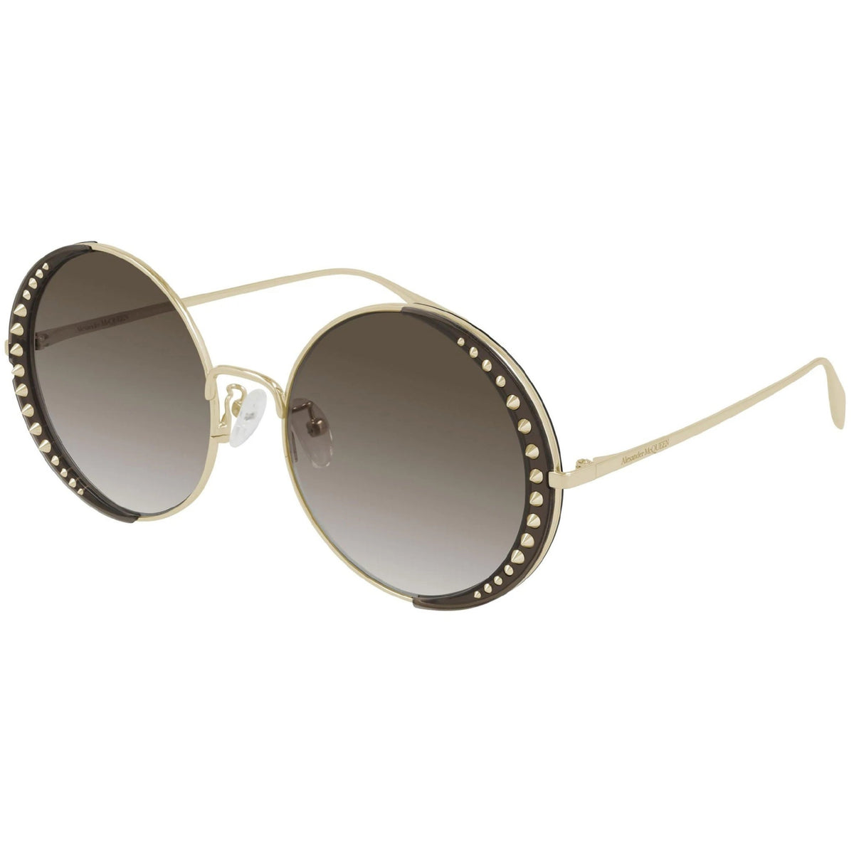 Alexander McQueen Women's Sunglasses Spring Summer Gold Brown Nylon Nylon Brown AM0311S 002