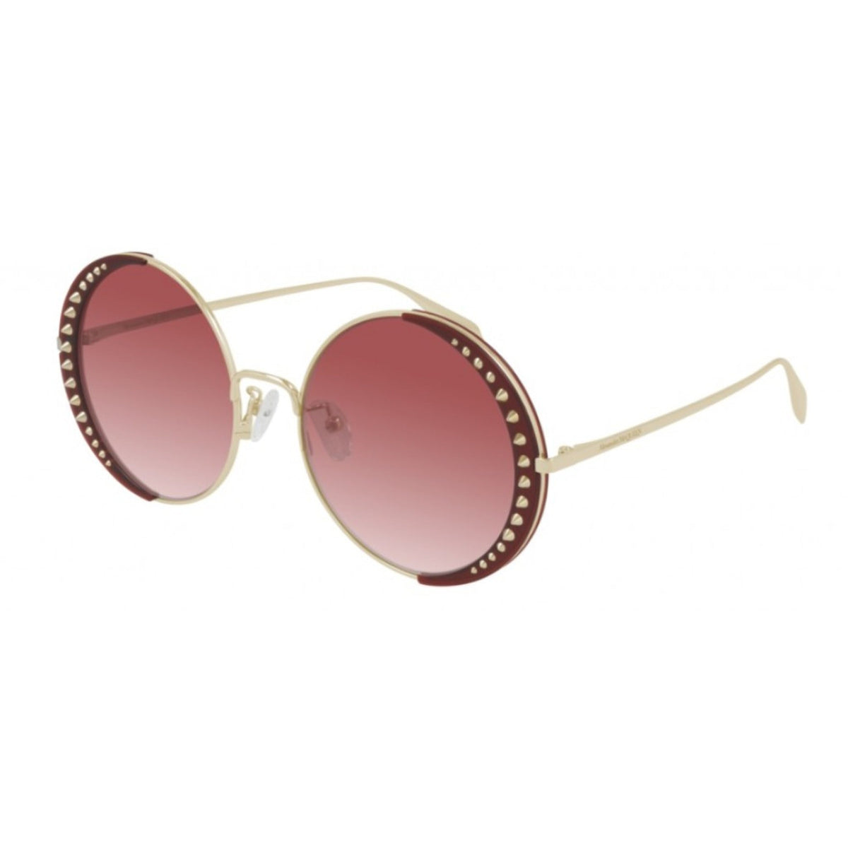 Alexander McQueen Women's Sunglasses Spring Summer Gold Red Nylon Nylon Burgundy AM0311S 003