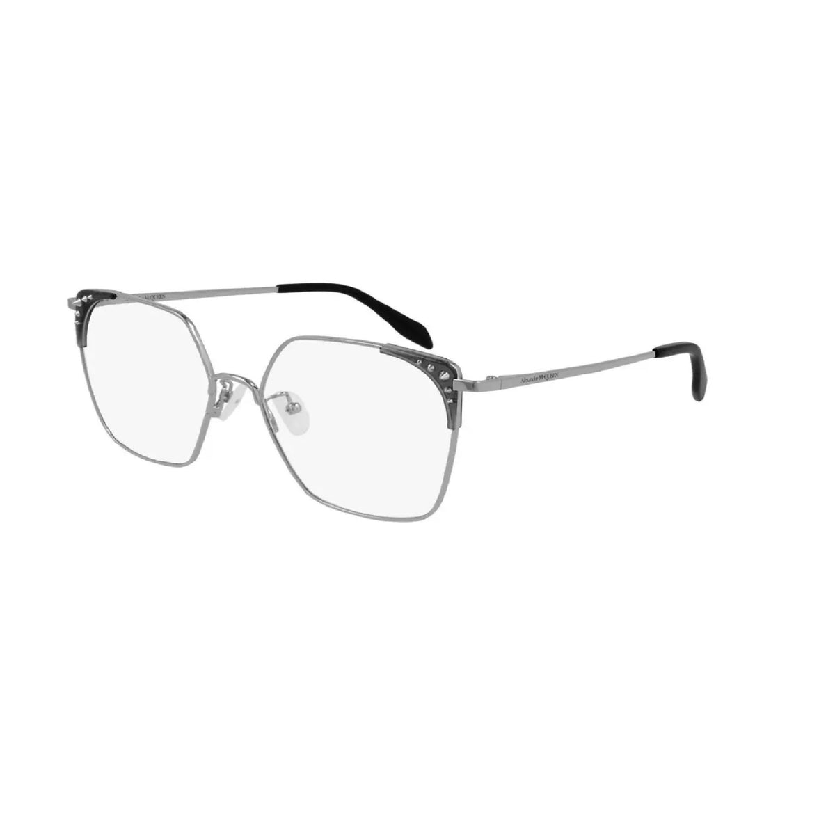 Alexander McQueen Women's Sunglasses Spring Summer Silver Transparent Demo Lens Demo Lens Grey AM0312O 001