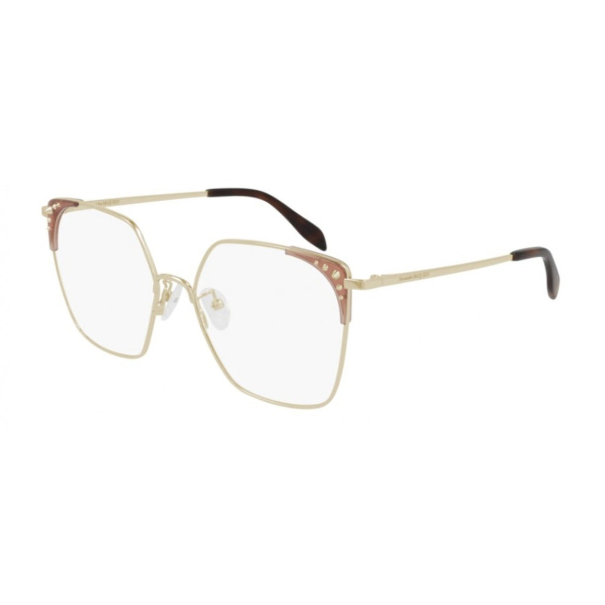 Alexander McQueen Women's Sunglasses Spring Summer Gold Transparent Demo Lens Demo Lens Nude AM0312O 003