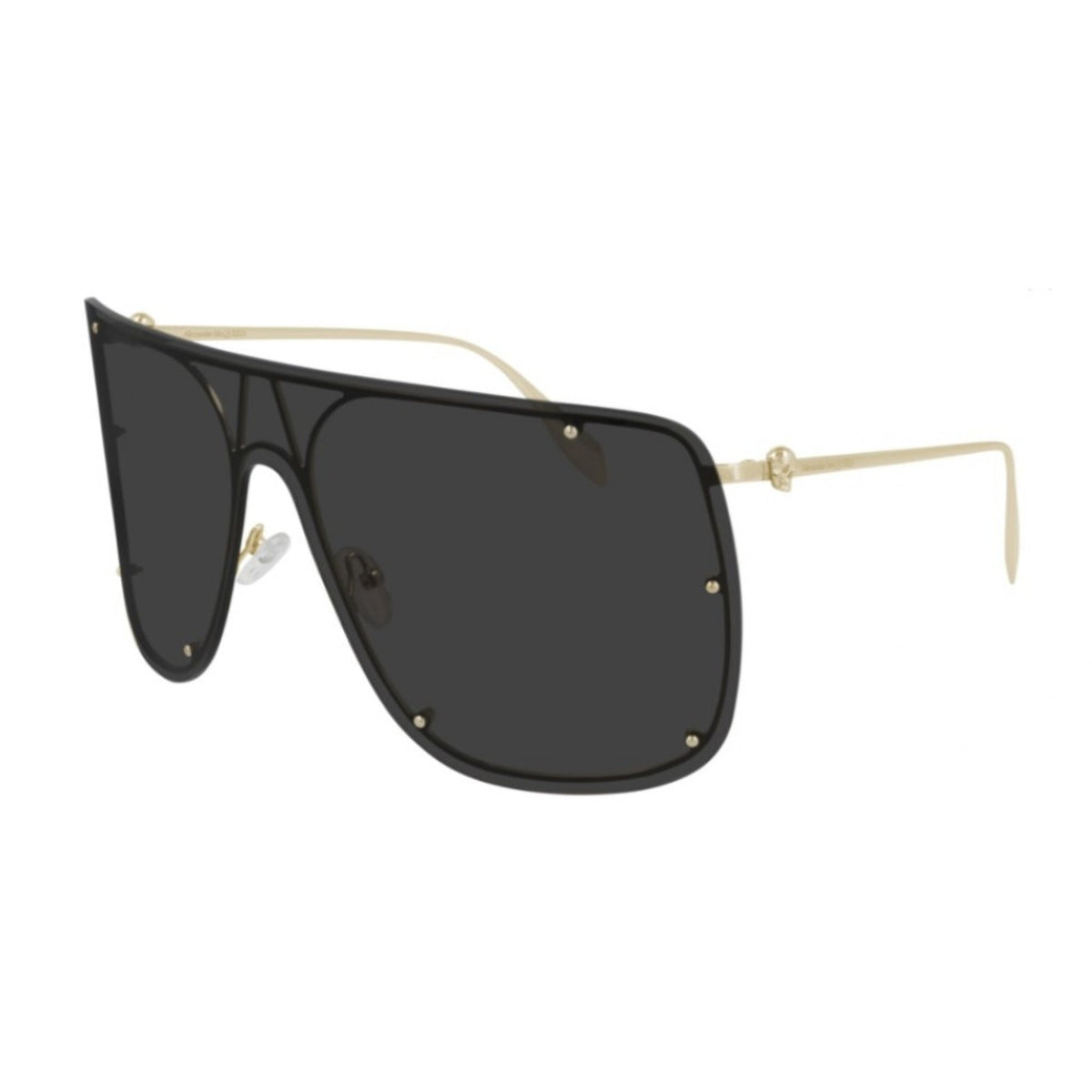 Alexander McQueen Unisex Sunglasses Spring Summer Gold Grey Nylon Nylon Light AM0313S 001