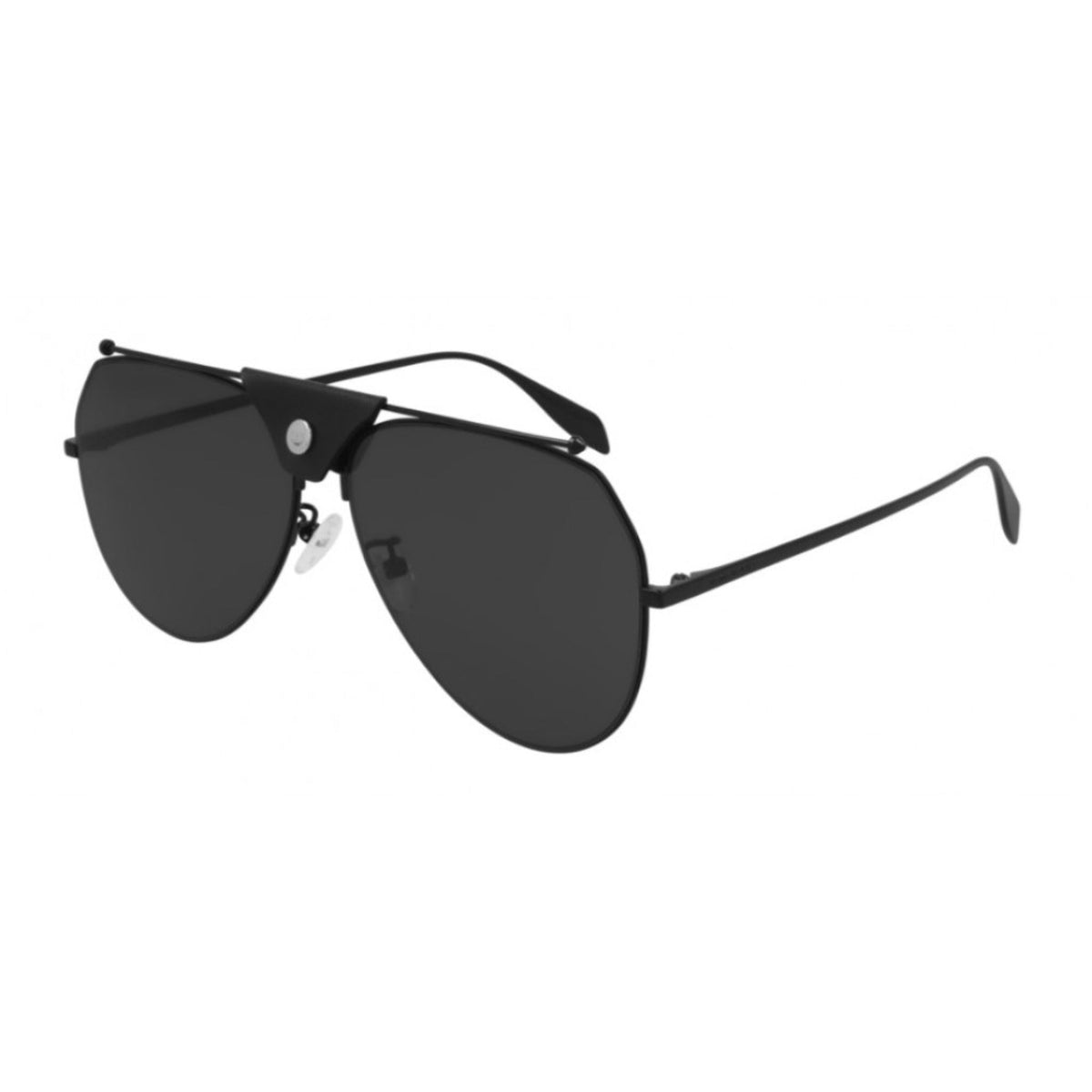 Alexander McQueen Unisex Sunglasses Spring Summer Black Grey Nylon Nylon Shiny AM0316S 001