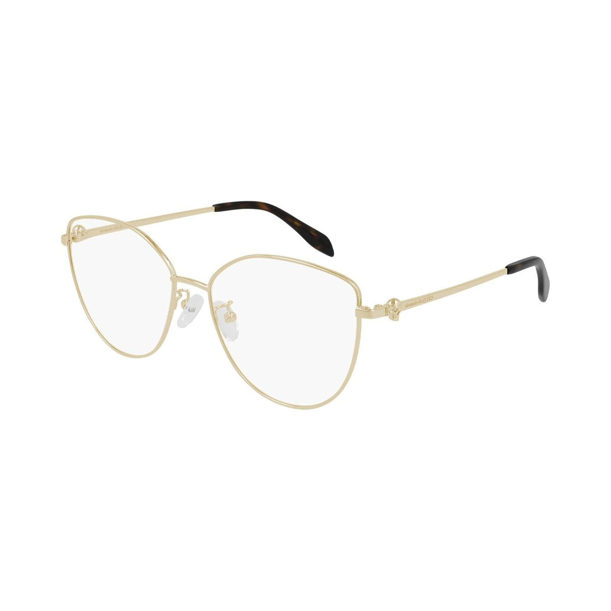 Alexander McQueen Women's Sunglasses Spring Summer Gold Transparent Demo Lens Demo Lens Light AM0320O 002