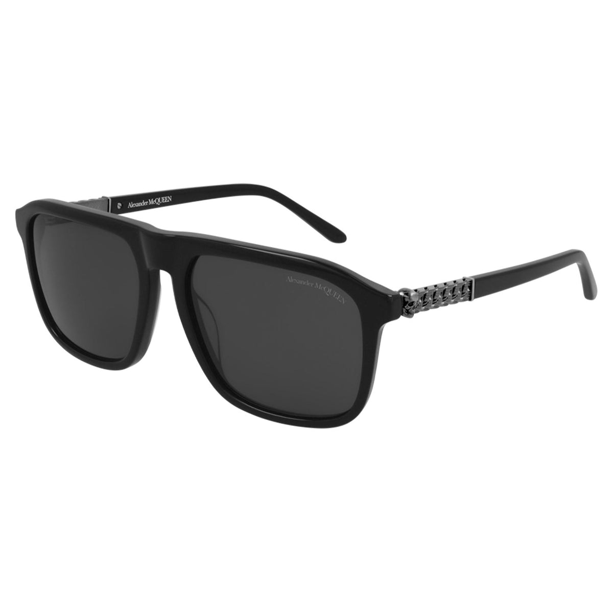 Alexander McQueen Men's Sunglasses Spring Summer Black Grey CR 39 CR 39 Shiny AM0321S 001