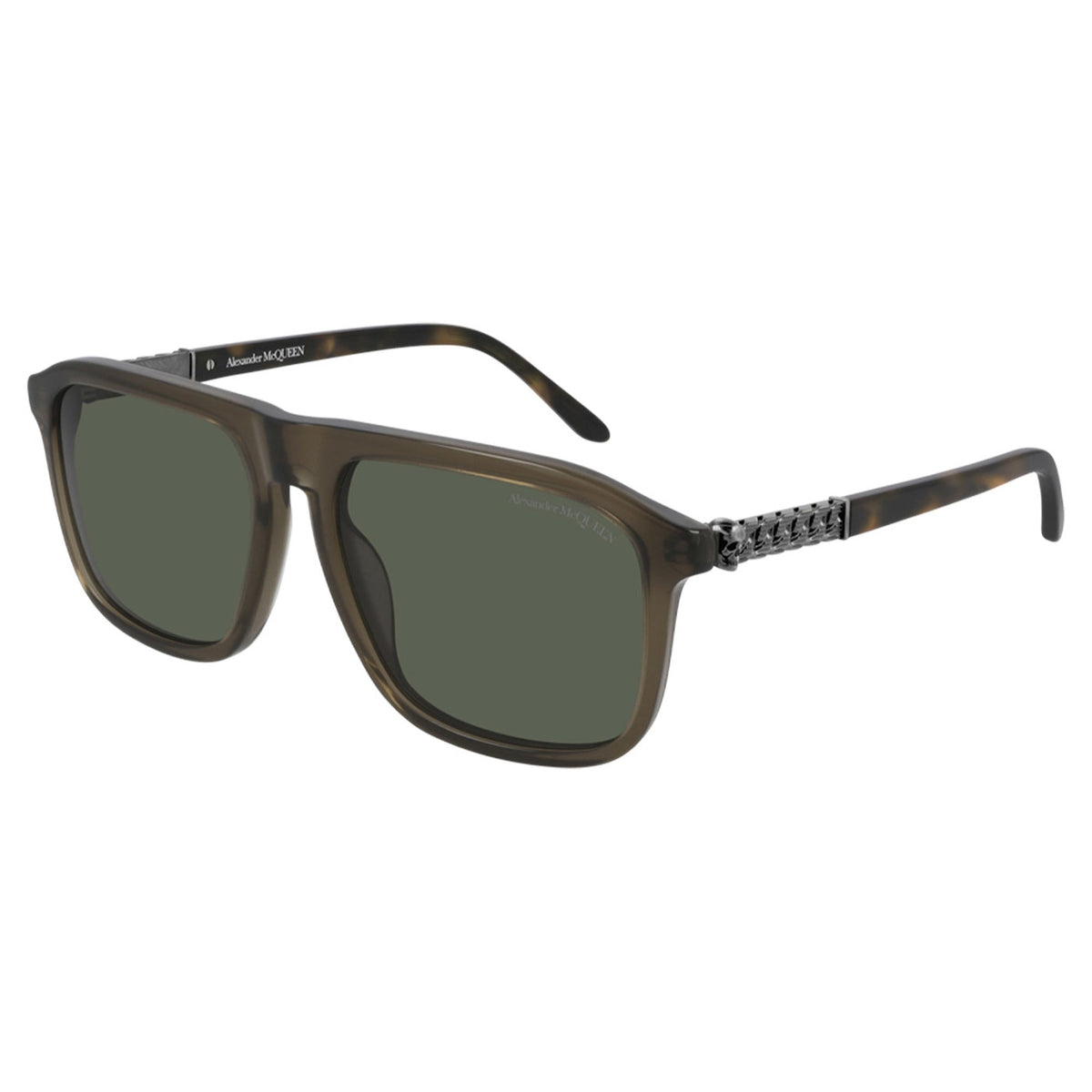 Alexander McQueen Men's Sunglasses Spring Summer Brown Green CR 39 CR 39 Shiny AM0321S 003