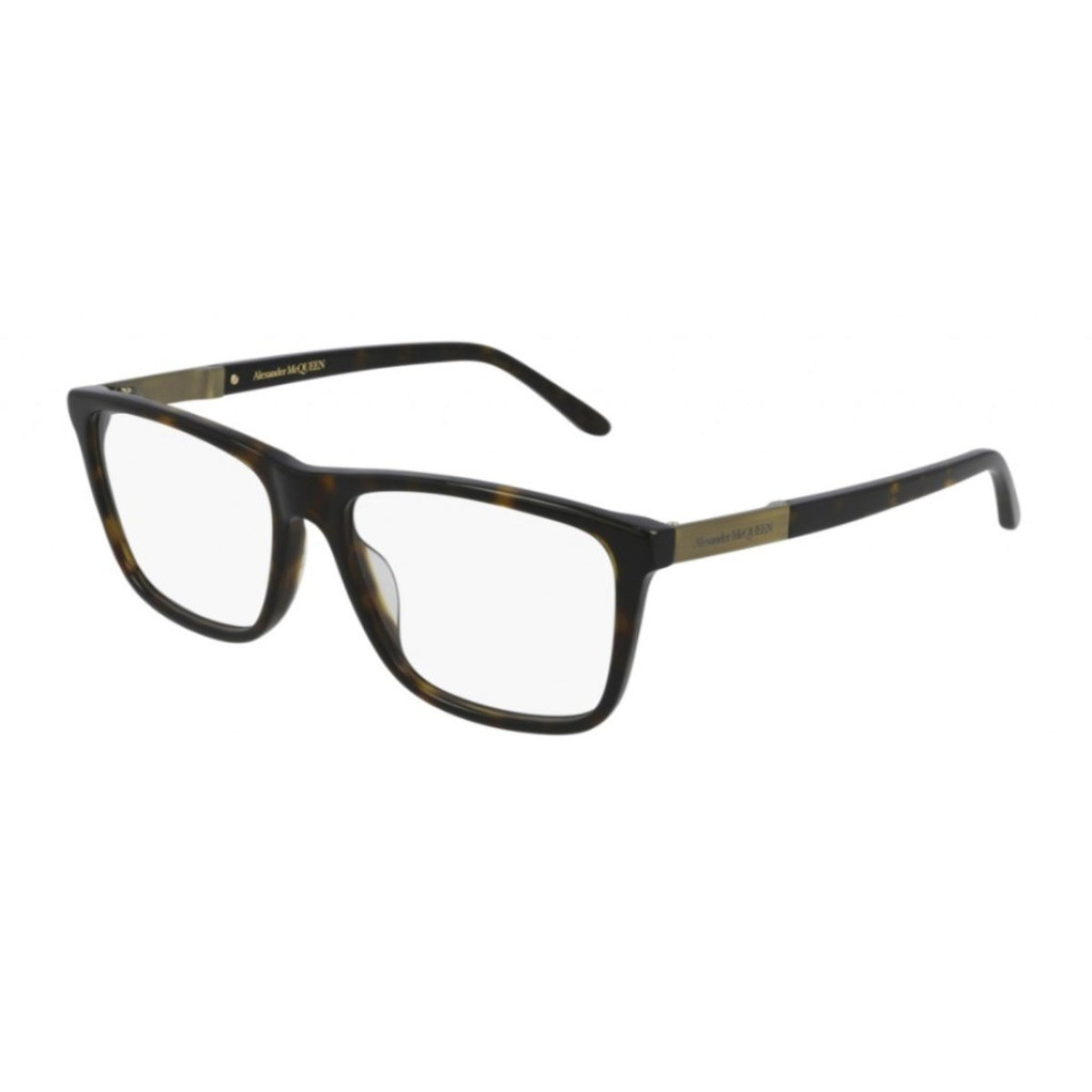 Alexander McQueen Men's Sunglasses Spring Summer Havana Transparent Demo Lens Demo Lens Dark AM0323O 002