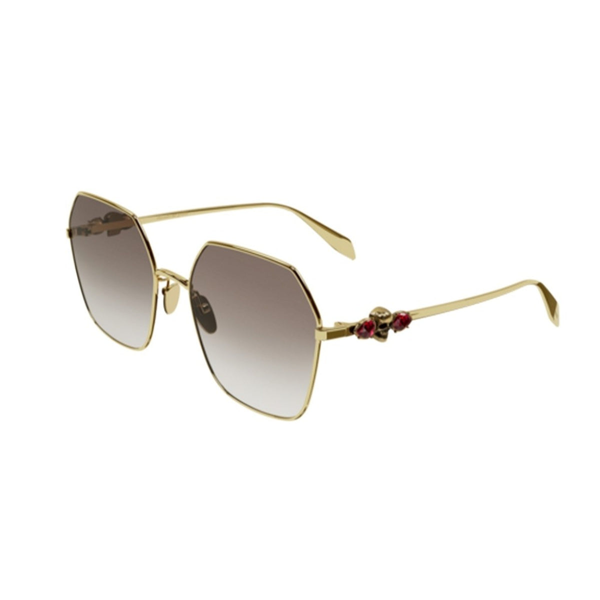Alexander McQueen Women's Sunglasses Spring Summer Gold Brown Nylon Nylon Shiny AM0325S 002