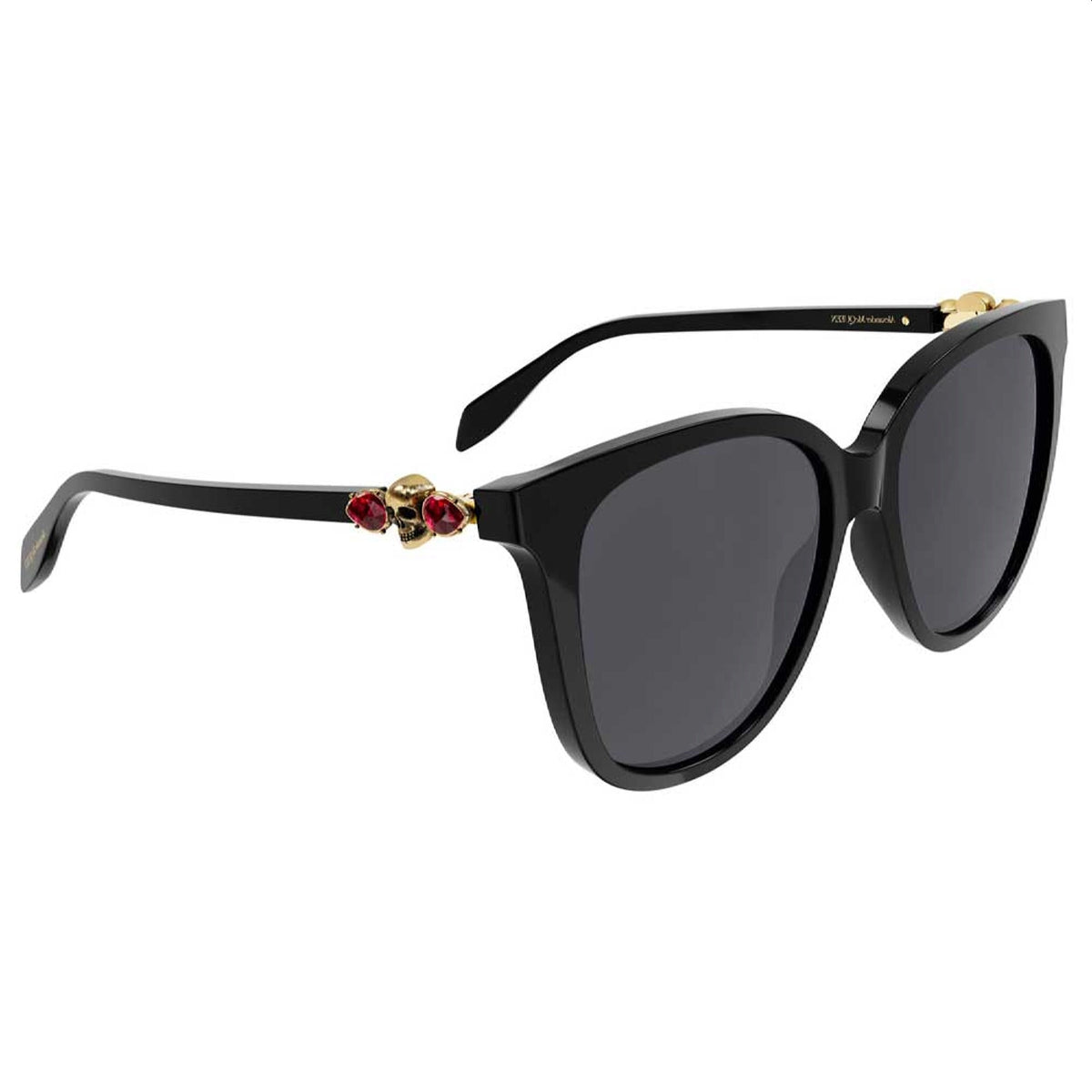Alexander McQueen Women's Sunglasses Spring Summer Black Grey CR 39 CR 39 Shiny AM0326S 001