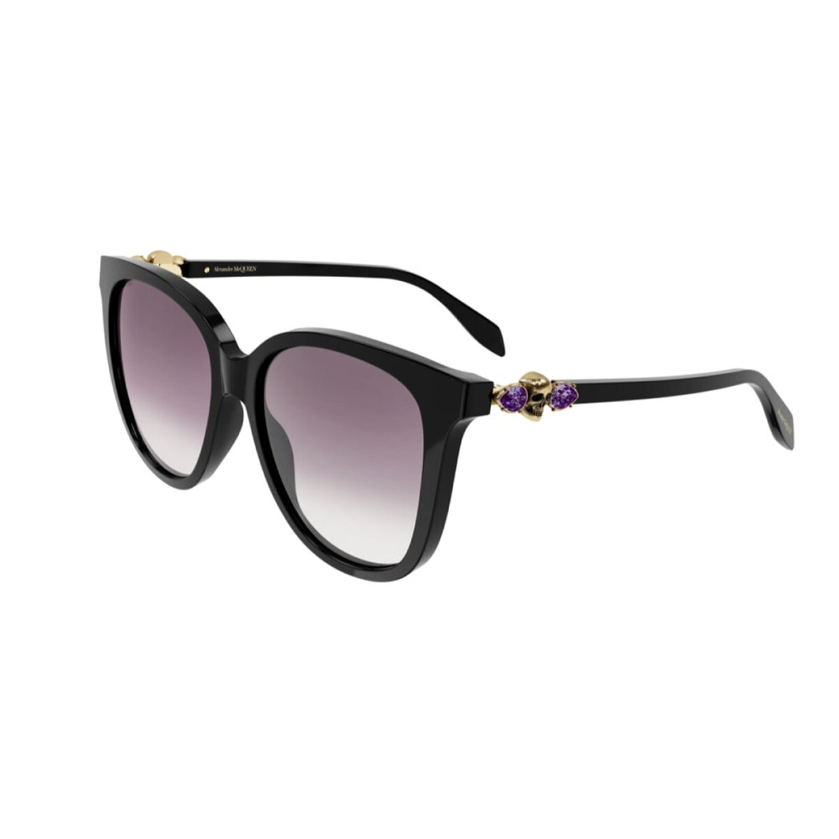 Alexander McQueen Women's Sunglasses Spring Summer Black Violet CR 39 CR 39 Shiny AM0326S 003