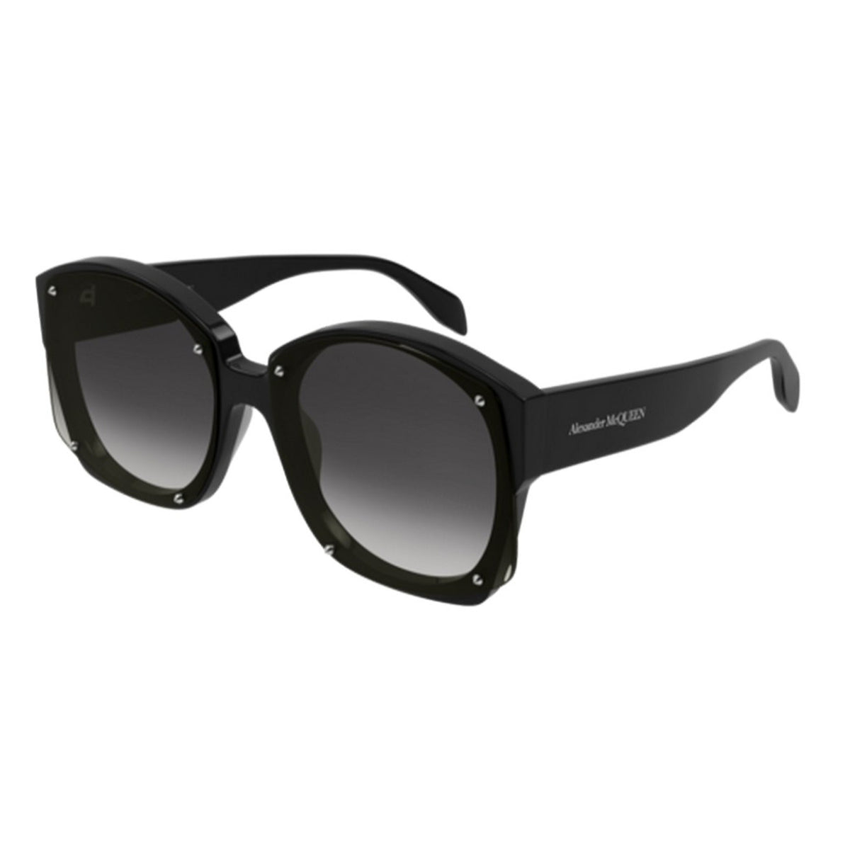 Alexander McQueen Women's Sunglasses Fall Winter Black Grey Nylon Nylon Shiny AM0334S 001