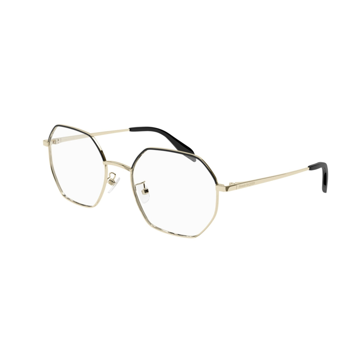 Alexander McQueen Unisex Sunglasses Fall Winter Gold Transparent Demo Lens Demo Lens Black AM0338O 001