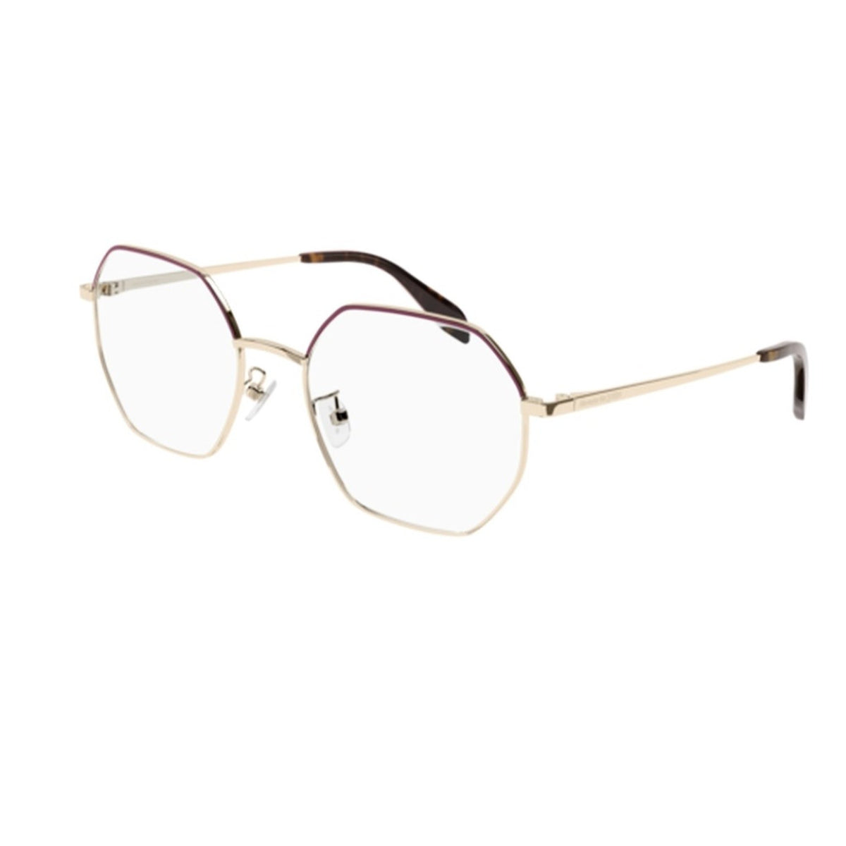 Alexander McQueen Unisex Sunglasses Fall Winter Gold Transparent Demo Lens Demo Lens Burgundy AM0338O 003