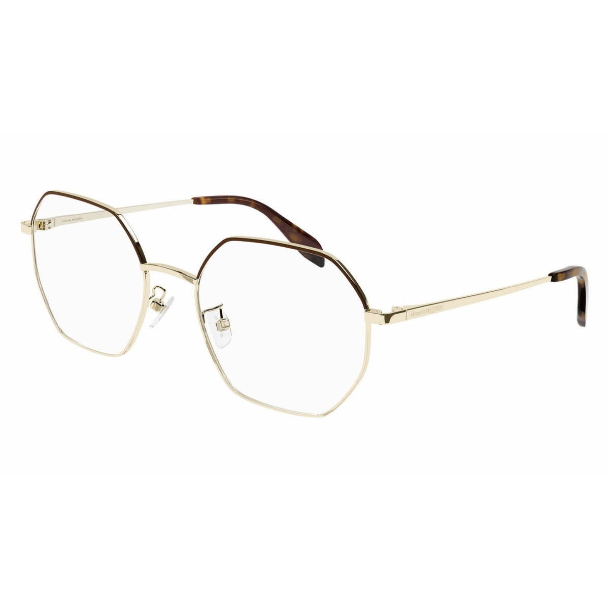 Alexander McQueen Unisex Sunglasses Fall Winter Gold Transparent Demo Lens Demo Lens Brown AM0338O 005