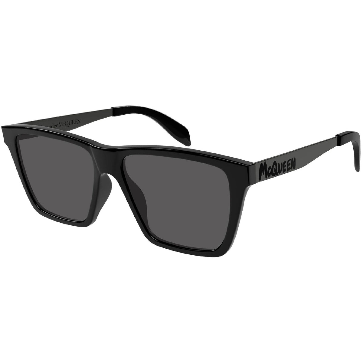 Alexander McQueen Men's Sunglasses Spring Summer Black Grey CR 39 CR 39 Shiny AM0352S 001
