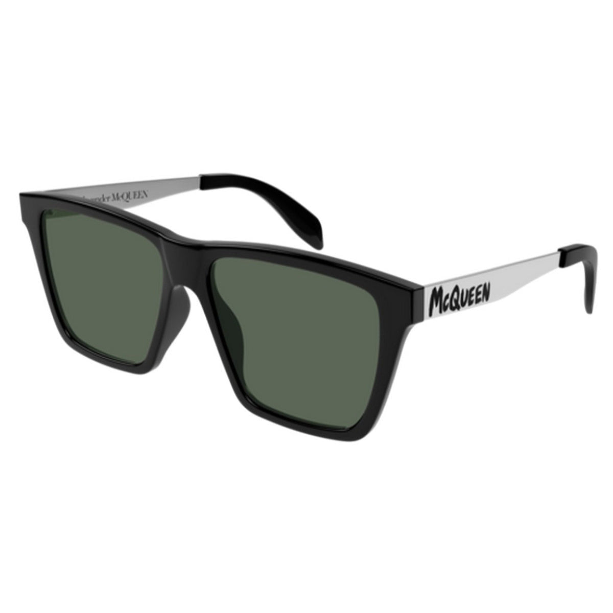 Alexander McQueen Men's Sunglasses Spring Summer Black Green CR 39 CR 39 Shiny AM0352S 002