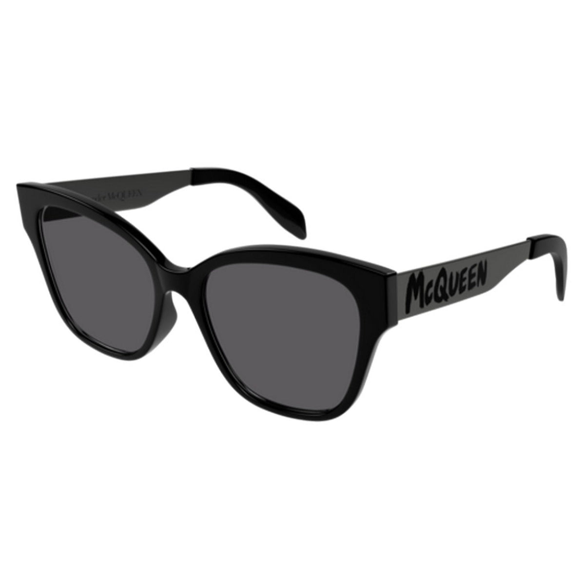 Alexander McQueen Women's Sunglasses Spring Summer Black Grey CR 39 CR 39 Shiny AM0353S 001