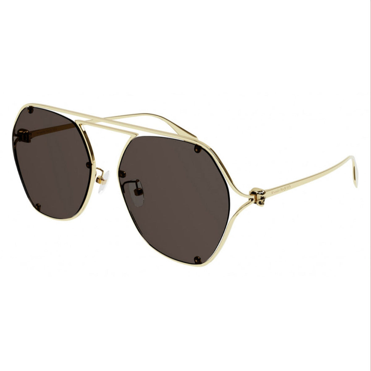 Alexander McQueen Women's Sunglasses Spring Summer Gold Brown Nylon Nylon Light AM0367S 002