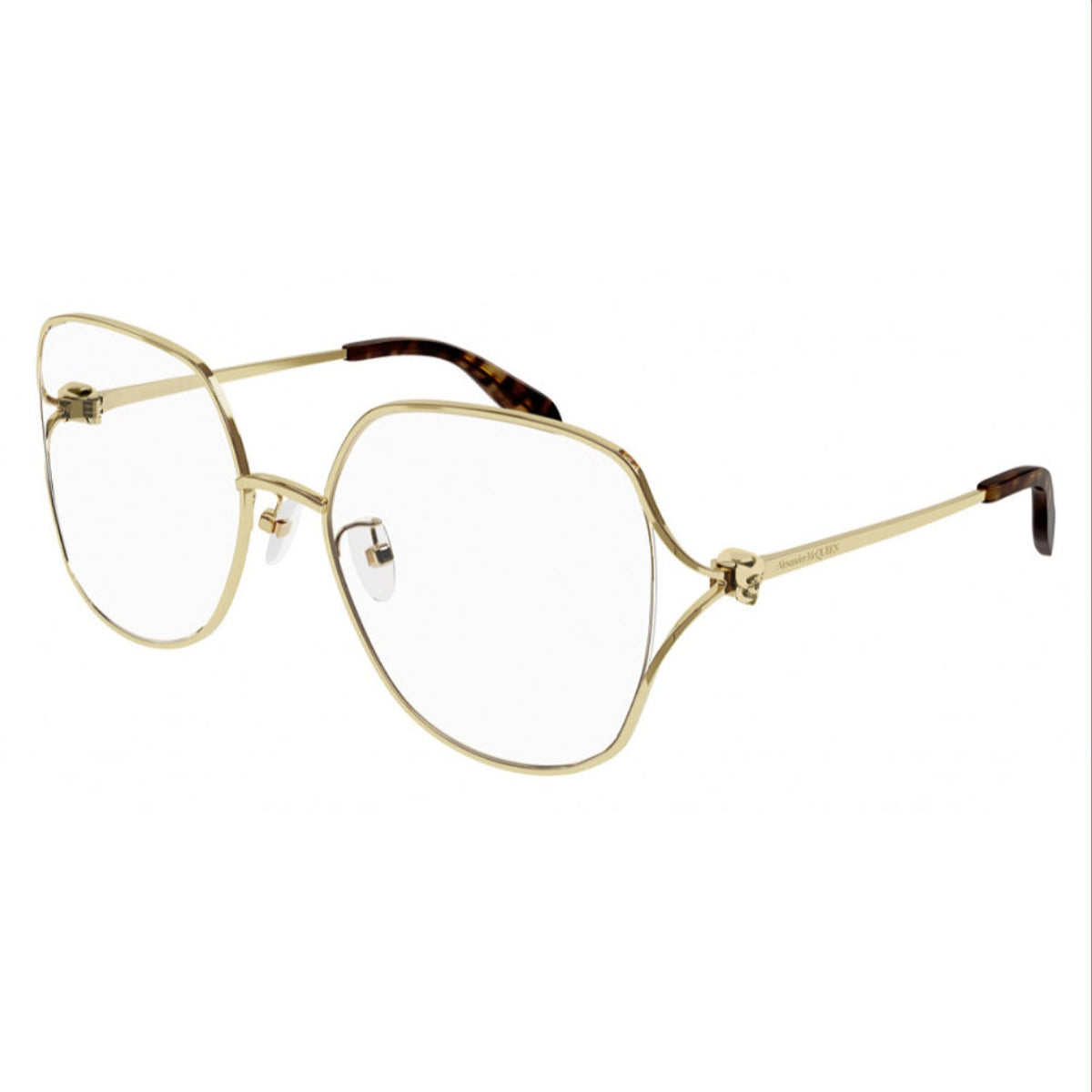 Alexander McQueen Women's Sunglasses Spring Summer Gold Transparent Demo Lens Demo Lens Light AM0368O 002