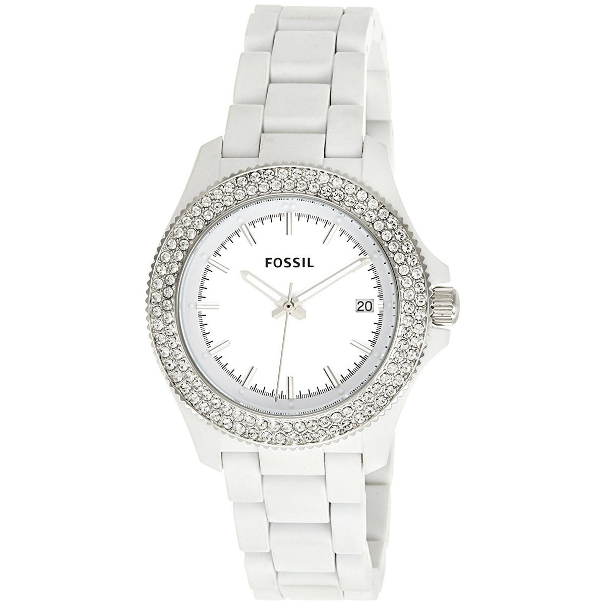Fossil Women's AM4466 Retro Crystal White Resin Watch