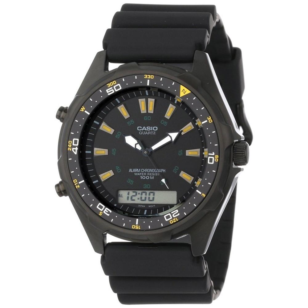 Casio Men&#39;s AMW-360B-1A1V Classic Analog-Digital Black Rubber Watch