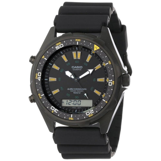 Casio Men's AMW-360B-1A1V Classic Analog-Digital Black Rubber Watch