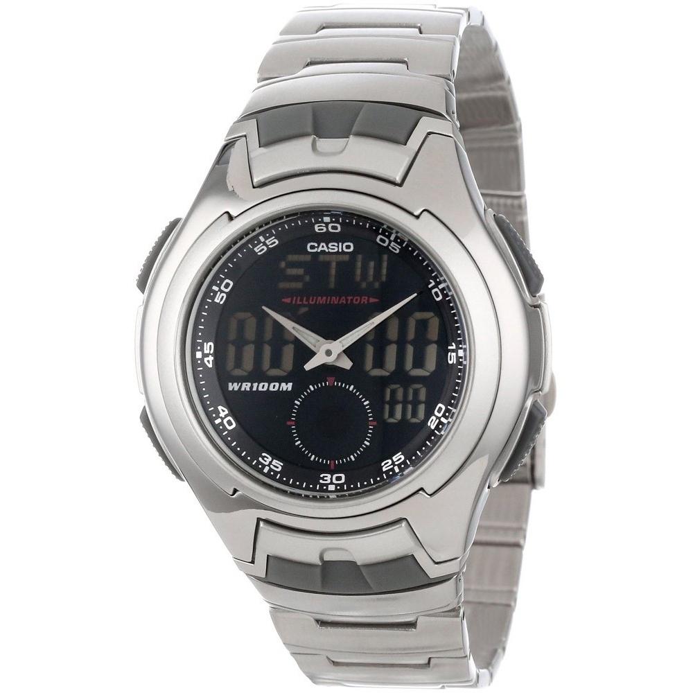 Casio Men&#39;s AQ-160WD-1BV Ana-Digi Analog-Digital Stainless Steel Watch