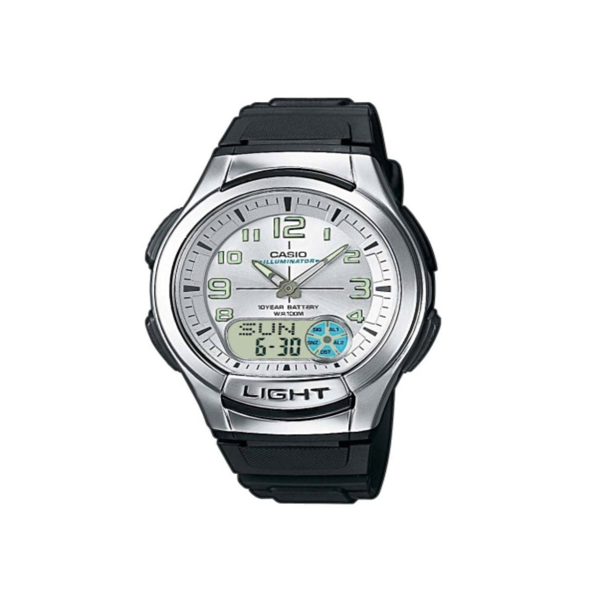 Casio Men&#39;s AQ-180W-7BV Ana-Digi Analog-Digital Black Rubber Watch