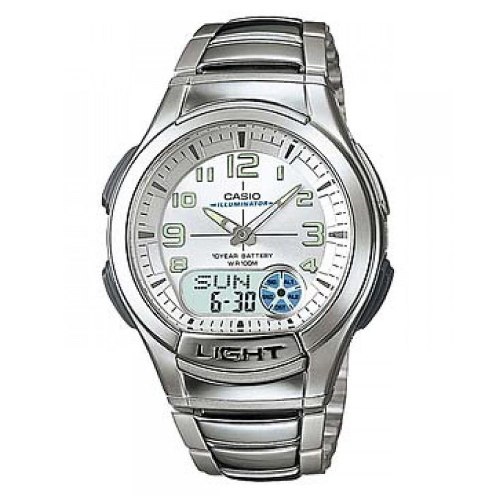 Casio Men&#39;s AQ-180WD-7BV Ana-Digi Analog-Digital Black Stainless Steel Watch