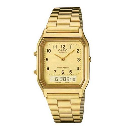 Casio Men&#39;s AQ-230GA-9B Classic Analog-Digital Gold-Tone Stainless Steel Watch