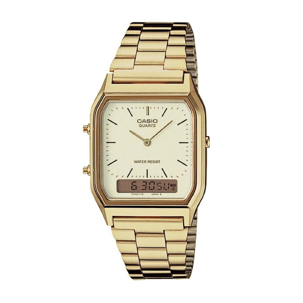 Casio Men&#39;s AQ-230GA-9D Ana-Digi Analog-Digital Gold-Tone Stainless Steel Watch