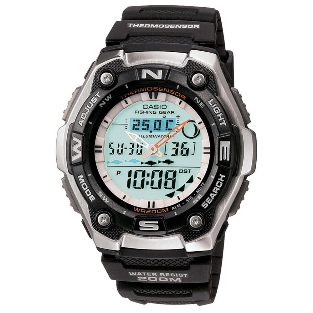 Casio Men&#39;s AQW-101-1AV Ana-Digi Analog-Digital Black Rubber Watch