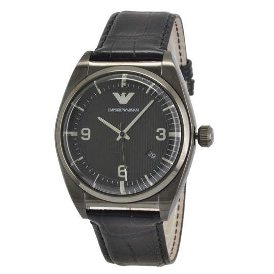 Emporio Armani Men's AR0368 Classic Black Leather Watch