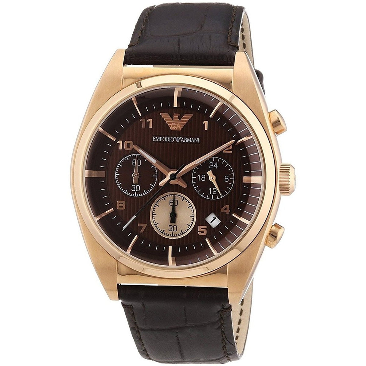 Emporio Armani Men's AR0371 Sportivo Chronograph Brown Leather Watch
