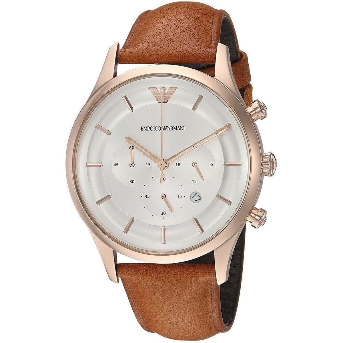 Emporio Armani Men's AR11043 Classic Chronograph Brown Leather Watch