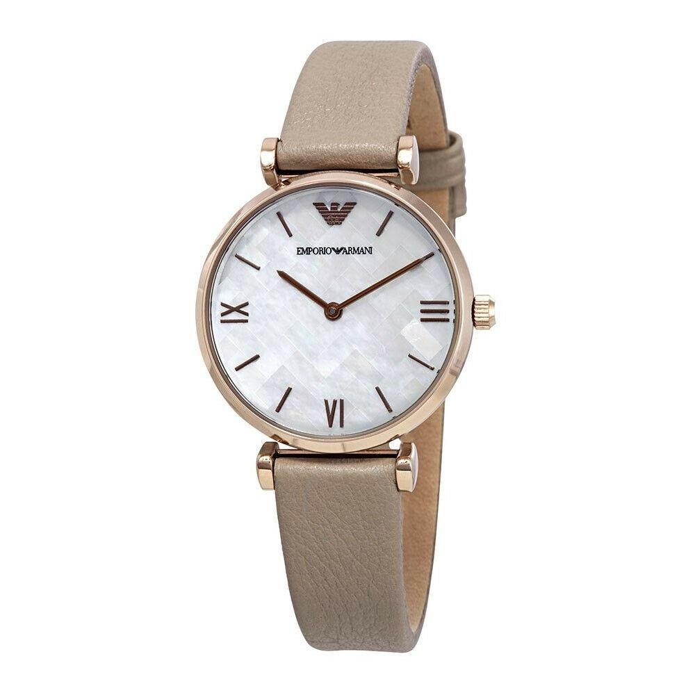 Emporio Armani Women's AR11111 Gianni T-Bar Beige Leather Watch